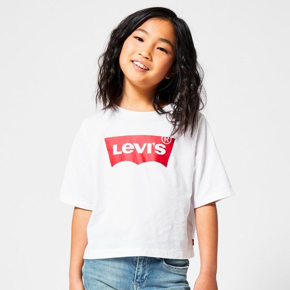 Levi's' Kids High Rise Cropped Batwing Logo T-Shirt 100% Cotton Kentucky Blue M - Picture 4 of 5